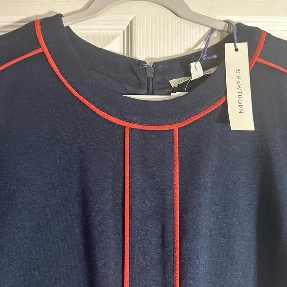 41 Hawthorn XL Navy and Orange Short Sleeved Above Knee Dress - Picture 4 of 8